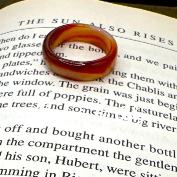 Bohemian Carnelian happy ring/carved ring band/ passion and creativity - Picture 1 of 6